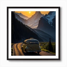 Sunset In The Mountains Art Print