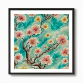 Watercolor Cherry Blossoms Art Print