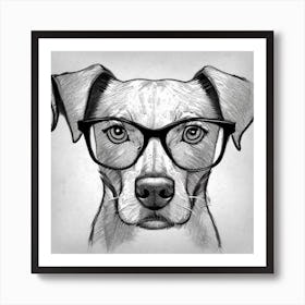 Dog With Glasses 1 Art Print