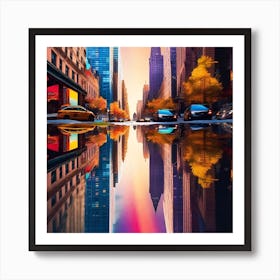 Sunset In New York City Art Print