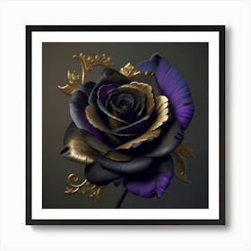 Black and hold rose Art Print