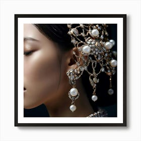 Asian Woman With Pearls Art Print