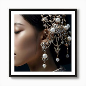 Asian Woman With Pearls Poster