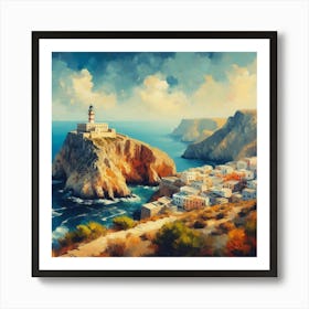 Lighthouse Near The Cliff Art Print