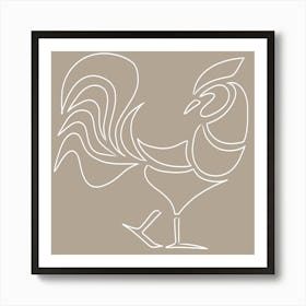 Taupe Rooster Art Print