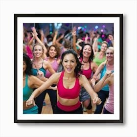 Group Of Women In A Zumba Class Art Print