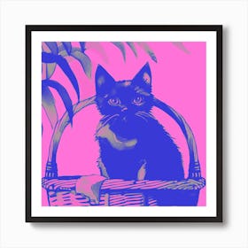 Kitty Cat In A Basket Pink 1 Art Print