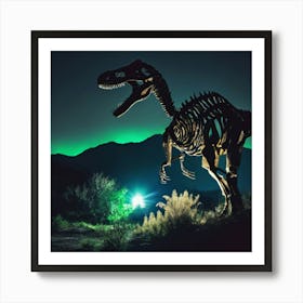 Dinosaur At Night Art Print