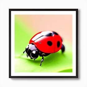 Ladybug On A Leaf Art Print