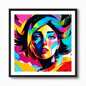 Girl With Colorful Hair Art Print