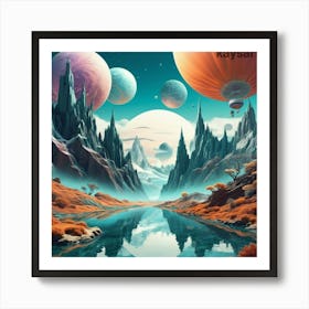 Space Landscape Painting Art Print