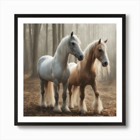 Horses In The Forest Art Print
