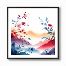 Chinese Watercolor Painting 2 Art Print