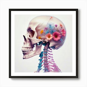 Skull With Flowers Art Print