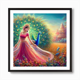 Indian Peacock Painting Art Print