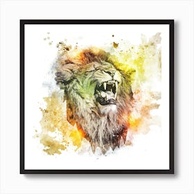 Lion Art Illustration In A Photomontage Style 06 Art Print