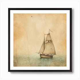 Vintage Sailboat 1 Art Print