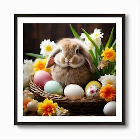 Resurrection Joyful Celebratory Festive Springtime Renewal Rebirth Colorful Eggs Bunny Flo (1) Art Print
