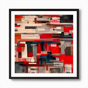 Red and Black Abstract Art Print