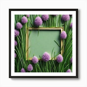 Purple Flowers In A Frame Art Print