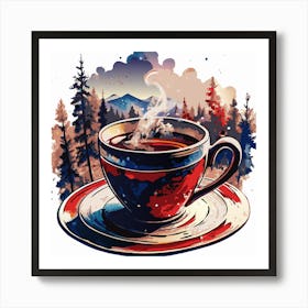 Cup Of Coffee Ink Painting Art Print