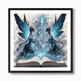 Two Fairies On A Book Art Print