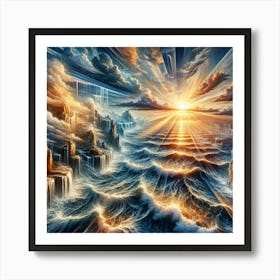 Sunrise Over The Ocean 3 Art Print