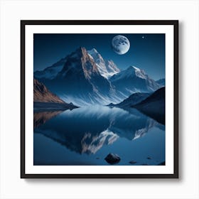 Tall And Beautiful Mountains Stand Beside A Sea Art Print
