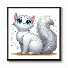 White Cat With Blue Eyes Art Print