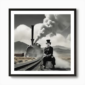 Clown, Old West, Train Art Print