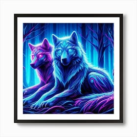 Cosmic Electric Wolves 4 Art Print