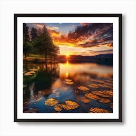 Sunset Over Lake 21 Art Print