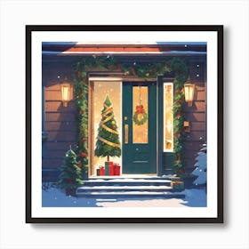 Christmas Decoration On Home Door Golden Ratio Fake Detail Trending Pixiv Fanbox Acrylic Palette (6) Art Print