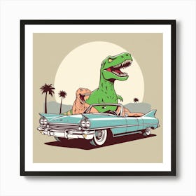 Dinosaurs In A Car Art Print