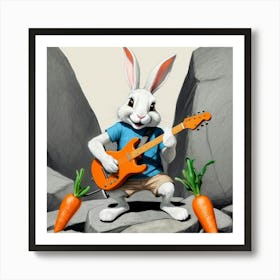 Bunny Playing Guitar Affiche