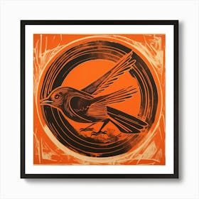 Retro Bird Lithograph Sparrow 2 Art Print