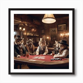 'Cats Playing Poker' Art Print