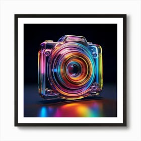 Firefly Camera, Icon, 3d, Abstract, Glass, High Resolution, Iridescent, Reflections, Light, Vibrant, (11) Art Print