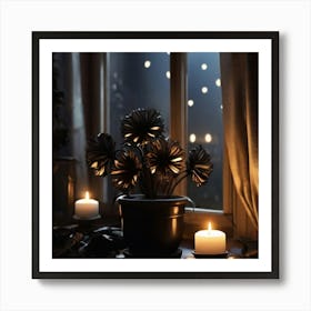 Window Sill With Candles Art Print