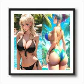 Two Women In Bikinis 1 Art Print