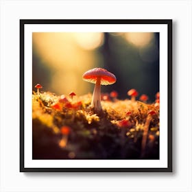 Mushrooms In The Forest 1 Art Print