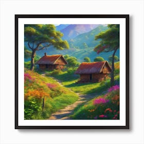 Cottages In The Countryside Art Print