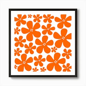 Orange flowers pattern Art Print