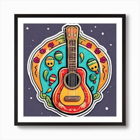 Mexican Guitar And Maracas Sticker 2d Cute Fantasy Dreamy Vector Illustration 2d Flat Centere (37) Art Print