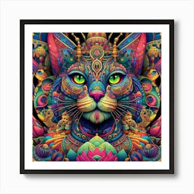 Psychedelic Cat 6 Art Print