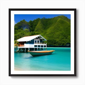 Beach House On A Tropical Island 1 Art Print