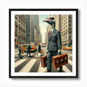 Ostrich In Business Suit Commuting Art Print