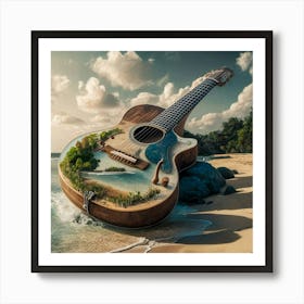 Beach Guitar Art Print