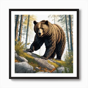 Brown Bear In The Forest 18 Art Print