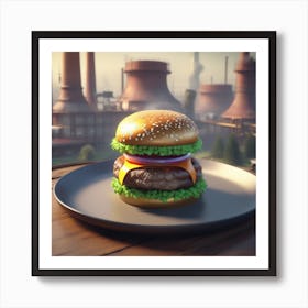 Burger On A Plate 77 Art Print